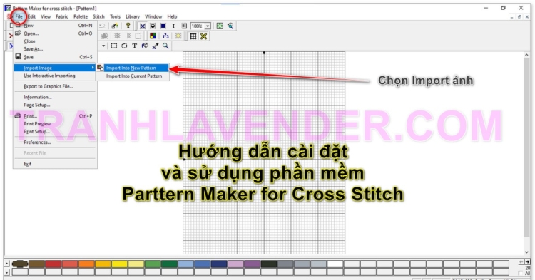 Hướng dẫn cài đặt và cách sử dụng phần mềm tạo chart tranh thêu chữ thập Pattern Maker for Cross Stitch