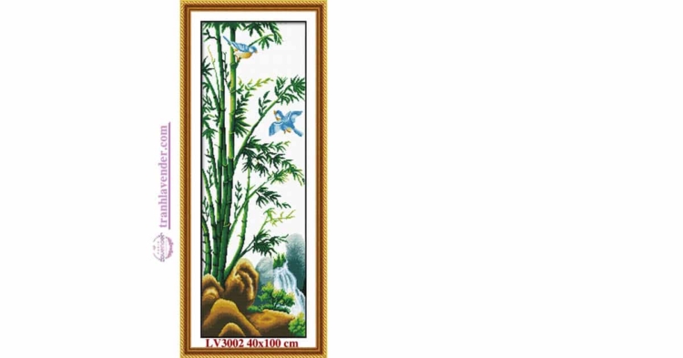 Tranh thêu chữ thập Lavender LV3002 Tứ quý Xuân Hạ Thu Đông - cây Trúc 40x100 cm40x100