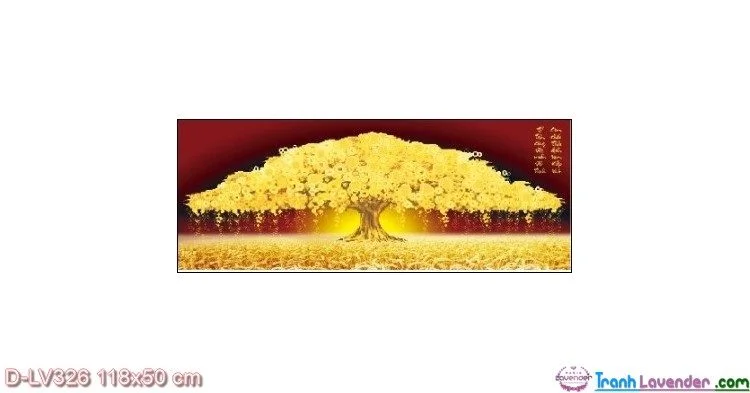 Tranh đính đá Cây Tiền Vàng Giàu Sang Phú Quý LV326 Lavender 118x50
