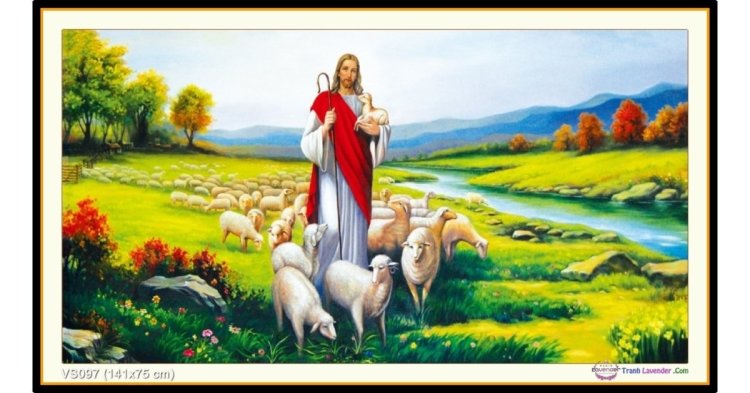 Tranh đính đá Chúa chăn cừu (khổ lớn) ✅141x75 cm -️ VS097
