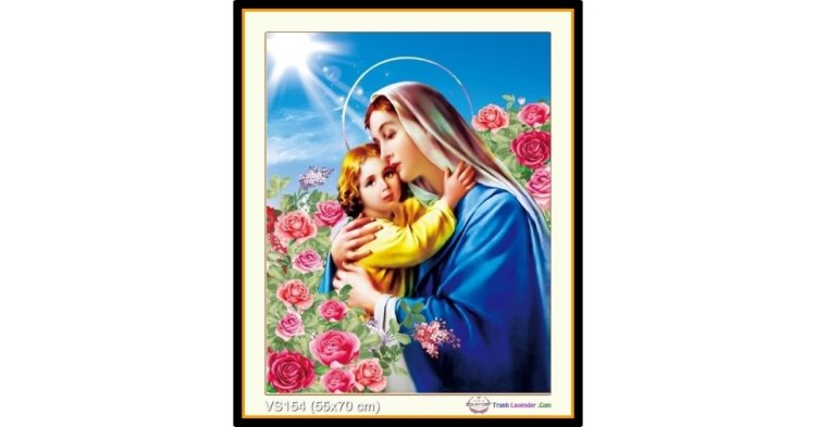 Tranh đính đá Tình yêu Đức mẹ Maria (khổ nhỏ) ✅70x55 cm -️ VS154