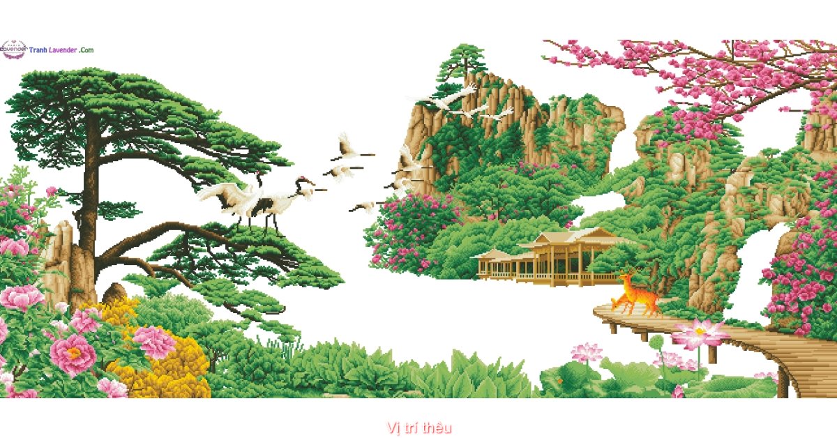 Tranh thêu chữ thập phong cảnh Non Nước Hữu Tình 3D khổ lớn (120x60 cm)  💛T-LV3411