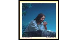 [T-LV3420] Tranh thêu chữ thập Chúa Giê-su (Jesus) Cầu Nguyện khổ nhỏ (50x50 cm)