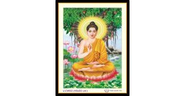 [T-LV3493] Tranh thêu chữ thập Đức Phật Ngồi gốc Bồ Đề khổ nhỏ (40x50 cm)