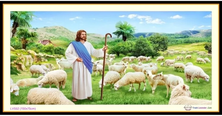 Tranh đính đá Chúa Chăn Cừu - Người chăn chiên lành ✅ D-LV552 ❤️(kích thước 150x75)