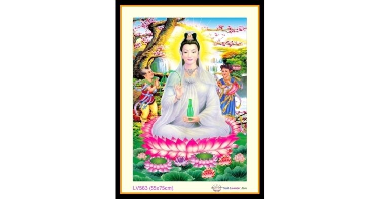 Tranh đính đá Phật Bà Quan Âm ✅ D-LV563 ❤️(kích thước 55x75)